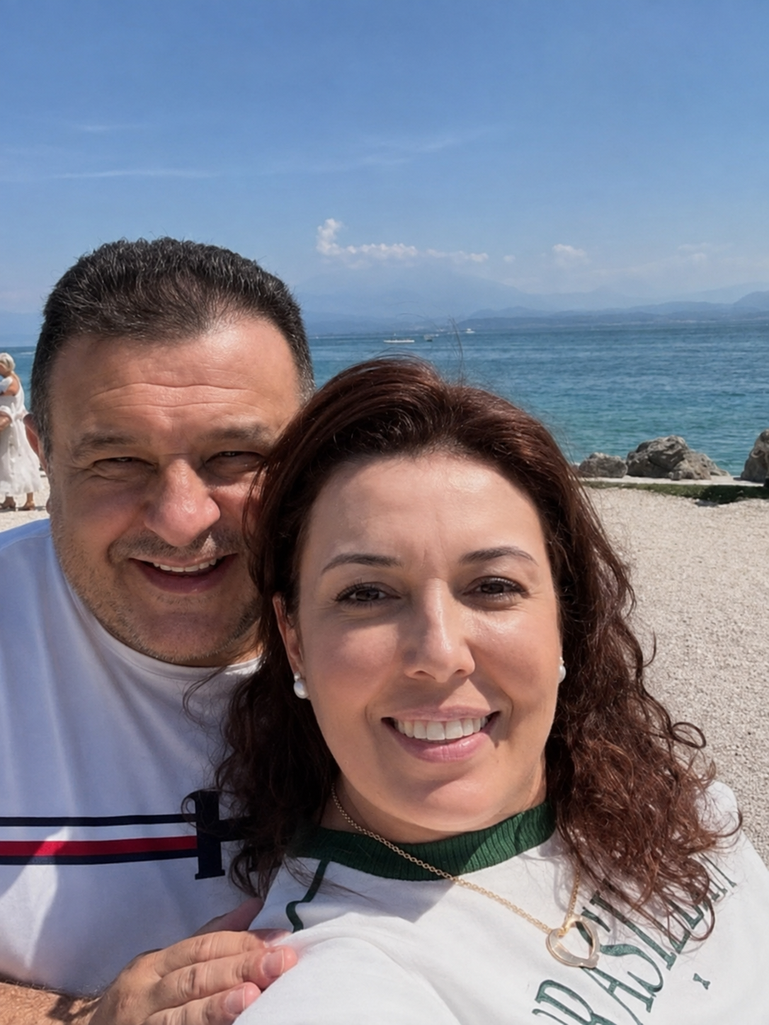 Photo of Serena, a retired college professor, with her husband Josef